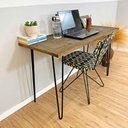 Ver imagem 2 de Mesa para Escritório de Ferro e Madeira 120cm Hairpin Industrial Tabaco e Preto