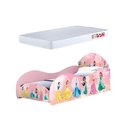 Ver imagem 1 de Conjunto Cama Solteiro Princesas Rosa MDF com Colchão Infantil Quarto de Menina Moderna Linda