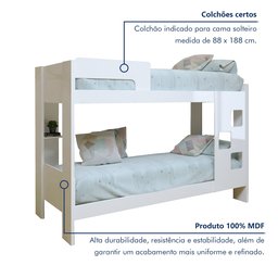 Beliche 100% MDF com Prateleira Vegas - 4
