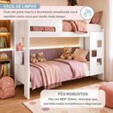 Ver mais imagens de Beliche 100% MDF com Prateleira Vegas Branco