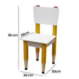 Cadeira Infantil Formato Lápis de Escrever com Borracha:amarelo - 3