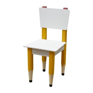 Cadeira Infantil Formato Lápis de Escrever com Borracha:amarelo