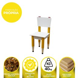 Cadeira Infantil Formato Lápis de Escrever com Borracha:amarelo - 4
