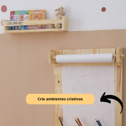 Painel Lousa Infantil de Madeira para Desenho e Pintura – com Bobina de Papel - 5