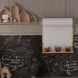 Painel Lousa Criativa Infantil Madeira para Desenhar e Pintar + Bobina de Papel - 2