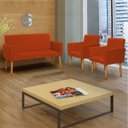 Ver imagem 1 de Kit Namoradeira Decorativa Para Sala Nina + 2 Poltronas Para Recepção Manicure Suede