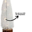 Ver imagem 7 de Jogo 2 Mini Pinheiro de Mesa Iluminado 30cm Branco Nevado Led Sequencial e Base Tronco Natural