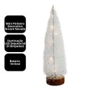 Ver imagem 5 de Jogo 2 Mini Pinheiro de Mesa Iluminado 30cm Branco Nevado Led Sequencial e Base Tronco Natural