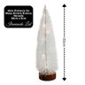 Jogo 2 Mini Pinheiro de Mesa Iluminado 30cm Branco Nevado Led Sequencial e Base Tronco Natural - 4