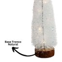 Ver imagem 3 de Jogo 2 Mini Pinheiro de Mesa Iluminado 30cm Branco Nevado Led Sequencial e Base Tronco Natural