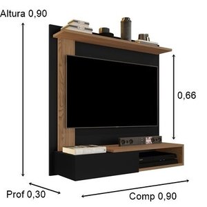 Painel TV Turyn até 32 Polegadas Preto / Freijó