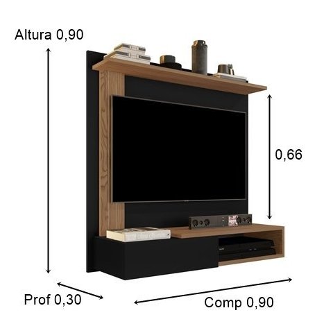Painel TV Turyn até 32 Polegadas Preto / Freijó