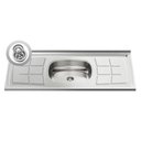 Ver imagem 4 de Balcão Com Pia Inox 100cm 3 Portas 2 Gavetas Preto/Cinza