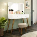 Ver imagem 1 de Penteadeira Camarim Retrô 100% MDF com Espelho e LED Prisma