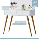 Ver imagem 4 de Penteadeira Camarim Retrô 100% MDF com Espelho e LED Prisma