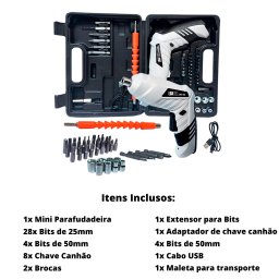 Jogo Kit Mini Parafusadeira Elétrica 47 Peças - 2
