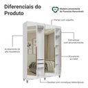 Ver imagem 4 de Guarda-Roupa Solteiro com Pés 4 Portas Batentes com Espelhos Branco/Branco/Rustic Netuno Madesa