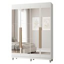 Ver imagem 2 de Guarda-Roupa Solteiro com Pés 4 Portas Batentes com Espelhos Branco/Branco/Rustic Netuno Madesa