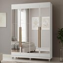 Ver imagem 1 de Guarda-Roupa Solteiro com Pés 4 Portas Batentes com Espelhos Branco/Branco/Rustic Netuno Madesa