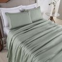 Ver imagem 4 de Kit Colcha 3 Peças Queen Percal 300 Fios Bordado Inglês Home Paris - Verde