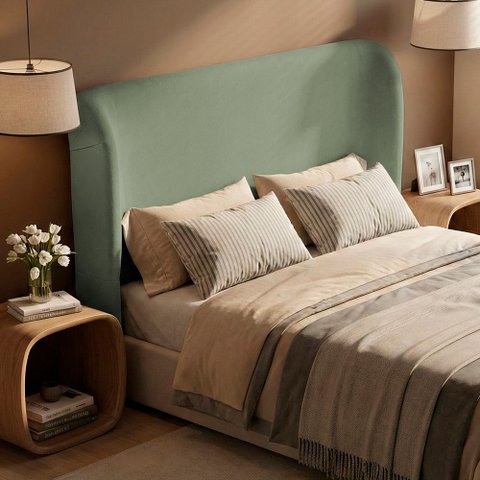 Cabeceira para Cama Box King Size Liah 195cm Bouclê Verde Menta - Desk Design