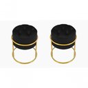Ver imagem 1 de Kit 2 Puff Banqueta Estofado Decorativo Base de Ferro Capitonê Suede Preto do Lar Móveis e Decora