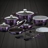 Jogo de Panelas e Utensílios Cozinha Tripla Camada de Mármore 18 Peças Purple Berlinger Haus - 4