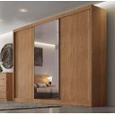 Ver imagem 1 de Guarda Roupa Casal Diamond 3 Portas 8 Gavetas com 1 Porta de Espelho - Cumaru - Móveis Novo