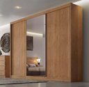 Ver imagem 1 de Guarda Roupa Casal Diamond 3 Portas 8 Gavetas com 1 Porta de Espelho - Cumaru - Móveis Novo