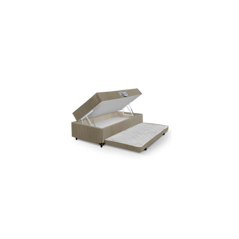 Cama Box Solteiro com Auxiliar e Baú Mag Bege
