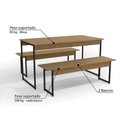 Ver imagem 4 de Conjunto: Mesa Sala Jantar Industrial Li013 C/ Tampo Madeirado 136x72cm C/ 2 Bancos Canela/branco -