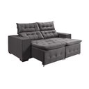 Ver imagem 2 de Kit Sofá Bari Retrátil Reclinável 1,90m Pillow + Poltrona Florença Espuma Premium - Grafite Veludo