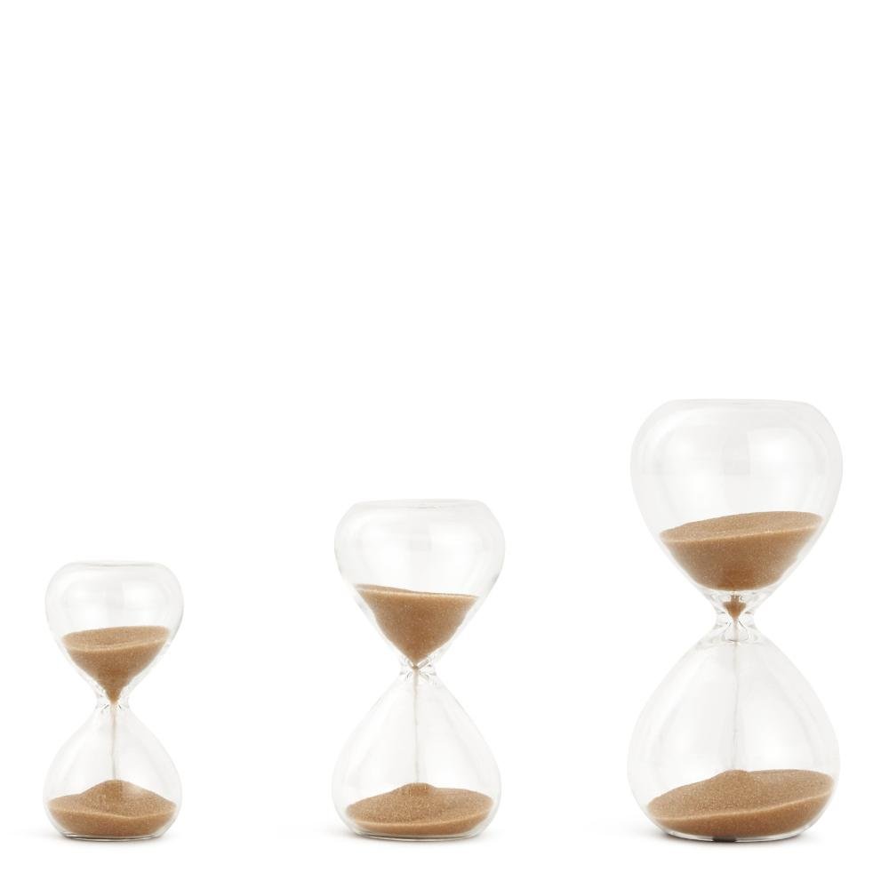 Trio de Ampulheta Decorativas 1 3 e 5m em Vidro Bege Mart