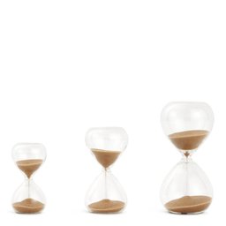 Trio de Ampulheta Decorativas 1 3 e 5m em Vidro Bege Mart - 1