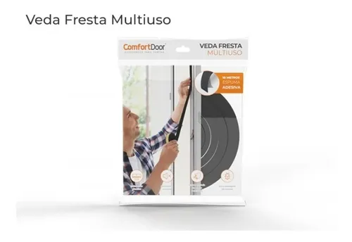 Veda Frestas Multiuso Adesivo Comfort Door 11mm x 4mm 10 Metros Preto - 2