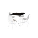 Ver imagem 2 de Mesa Industrial Base Ferro Branco em V Tampo 90x90 Preto 4 Cadeiras Eames Ferro Assento Branco