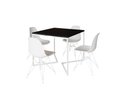 Ver imagem 2 de Mesa Industrial Base Ferro Branco em V Tampo 90x90 Preto 4 Cadeiras Eames Ferro Assento Branco