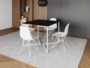 Ver imagem 1 de Mesa Industrial Base Ferro Branco em V Tampo 90x90 Preto 4 Cadeiras Eames Ferro Assento Branco
