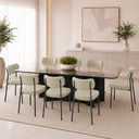 Ver imagem 1 de Kit 8 Cadeiras Sala de Jantar Lisa Pés Preto Linho Bege m² - Monari Design