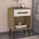 Ver imagem 3 de Mesa de Cabeceira com 1 Gaveta e Nicho Retrô Multimóveis CR35503 Mel/Branco