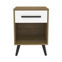 Ver imagem 5 de Mesa de Cabeceira com 1 Gaveta e Nicho Retrô Multimóveis CR35503 Mel/Branco