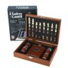 Jogo Xadrez Tabuleiro Maleta Madeira Cantil Uísque 4 Copos Premium 24x24cm - 2