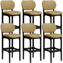 Ver imagem 1 de Kit 6 Banquetas Alta Bar Cozinha Sala Jantar Fixa Betta L02 Preto Couríssimo Casco Fendi - Lyam