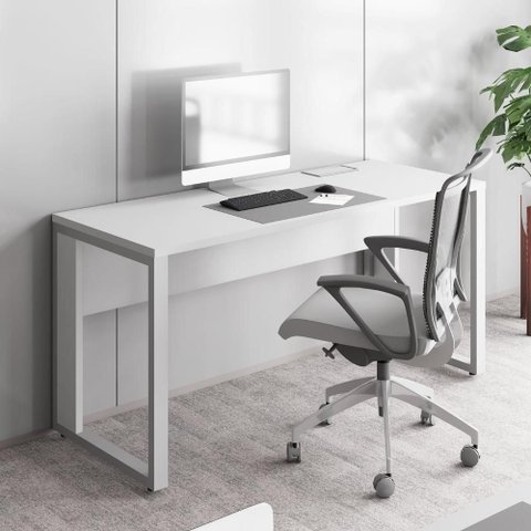 Mesa de Escritório Retangular Plataforma de Trabalho Moderno 120cm Cinza F5 Office
