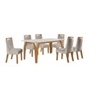 Ver imagem 2 de Conjunto Sala de Jantar Mesa Ágata Tampo Vidro/MDF com 6 Cadeiras Atena Cinamomo/Off White/Suede