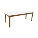 Ver imagem 1 de Mesa de Jantar Cancun 250x90cm Madeira Maciça - Amêndoa - Tampo 250x90cm Branco/vidro Off-white