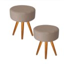 Ver imagem 1 de Kit 2 Puff Luxo Dany Redondo Suede Capuccino - Pandora Decor
