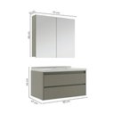 Ver imagem 3 de Conjunto de Banheiro Gabinete com Pia e Espelheira CR10173 2 Portas 2 Gavetas MDF 82cm Cinza