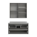 Ver imagem 4 de Conjunto de Banheiro Gabinete com Pia e Espelheira CR10173 2 Portas 2 Gavetas MDF 82cm Cinza
