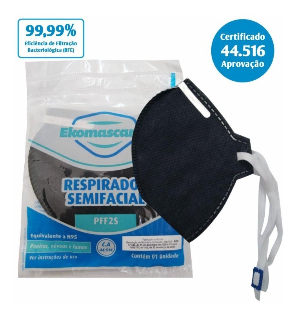 Máscara Semifacial Pff2 N95 Preto Ekomascaras Kit 10 Unds MadeiraMadeira